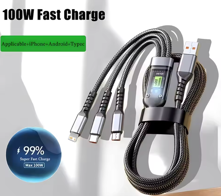 CABLE DE CARGA ULTRARRÁPIDA 3 EN 1 (TRIPLECHARGE™)