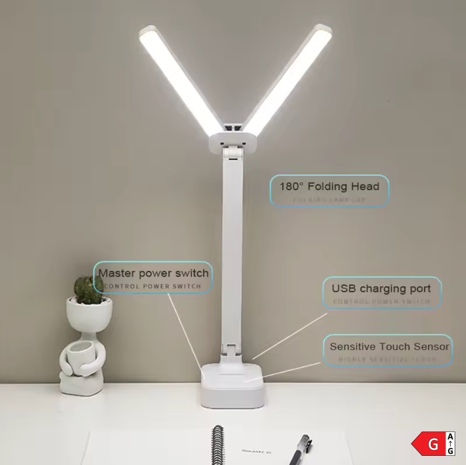 LÁMPARA DOBLE DE ESCRITORIO LED PLEGABLE TÁCTIL (EYECARE™)